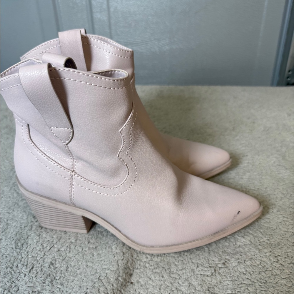 Pink Cowgirl Boots Size 6 Ankle Low Heel Womens Country